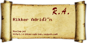 Rikker Adrián névjegykártya